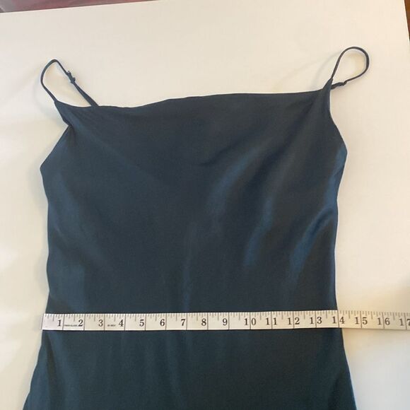 Zara Dark Green Satin Effect Cowl Neck Midi Dress Size Small - Picture 11 of 12